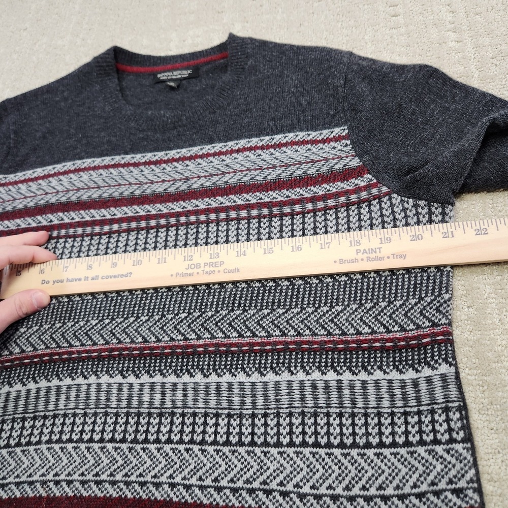 Banana Republic Sweater Men Medium Holiday Fair Isle Nordic Merino Wool Blend - Picture 5 of 10